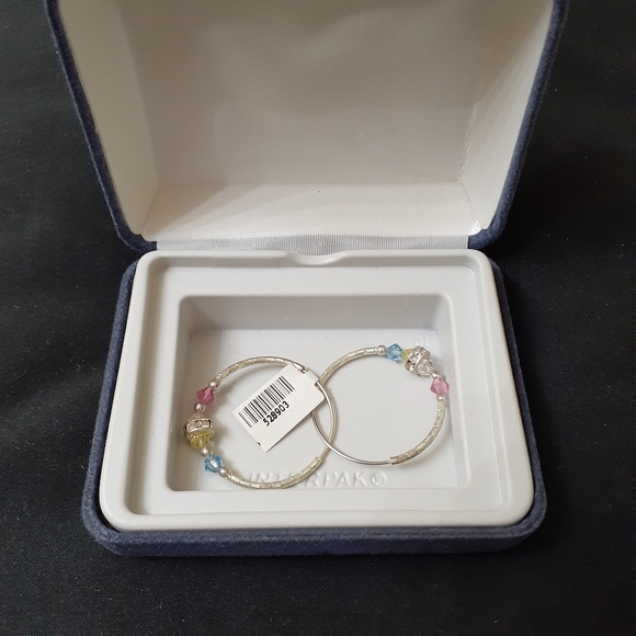 Sterling Silver Earrings w/colorful stones (Hoops) - Picture 2 of 4